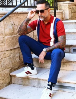 Signature Mod Knit Colorblock Polo - Red -clothing Shop image media 1920 2