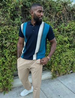 Signature Mod Knit Colorblock Polo - Navy -clothing Shop image media 1920 5