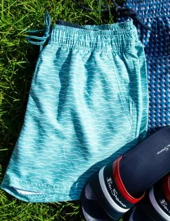 Men's Navagio Printed Swim Short - Turquoise -clothing Shop l5 3518 bs turq mens navagio printed swim short turquoise detail