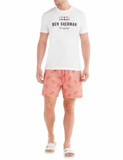 Men's Unawatuna Tropical Print Swim Short - Coral