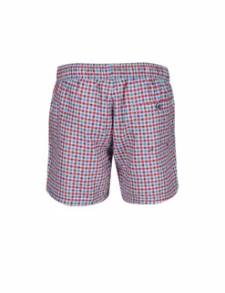 Men's Palm Beach Gingham Check Swim Short - Blue/Red -clothing Shop l5 3521 bs blured mens palm beach gingham check swim short blue red flatback