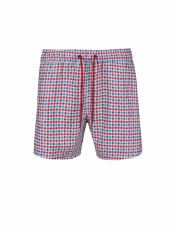Men's Palm Beach Gingham Check Swim Short - Blue/Red -clothing Shop l5 3521 bs blured mens palm beach gingham check swim short blue red flatfront