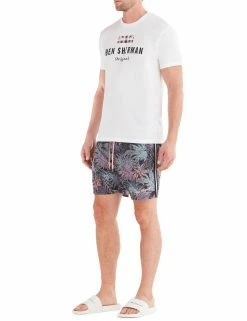 Men's La Concha Paisley Print Swim Short - Black/Blue/Soft Coral