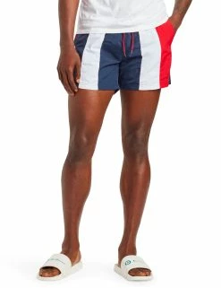 Men's Kaputas Block Stripe Swim Short - Navy/Red/White