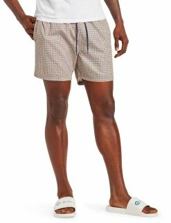 Men's Pink Sands Geo Print Swim Short - Navy/Chai Tea/Red