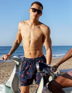 Men's Turquoise Bay Floral Print Swim Short - Navy -clothing Shop l5 3535 bs nv mens turquoise bay floral print swim short navy lifestyle