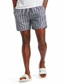 Men's Shoal Bay Geo Print Swim Short - Black/Snow White