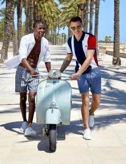 Men's Shoal Bay Geo Print Swim Short - Black/Snow White -clothing Shop l5 3539 bs bk mens shoal bay geo print swim short black snow white lifestyle2