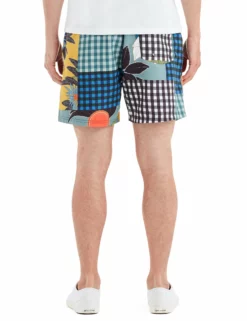 Men's Gingham Print Swim Short - Multi -clothing Shop l5 hh902 bs multi mens gingham print swim short multi back