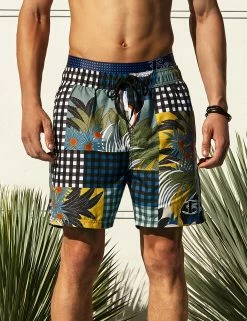 Men's Gingham Print Swim Short - Multi