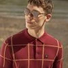 B By Ben Sherman Jacquard Check Knit Polo - Claret