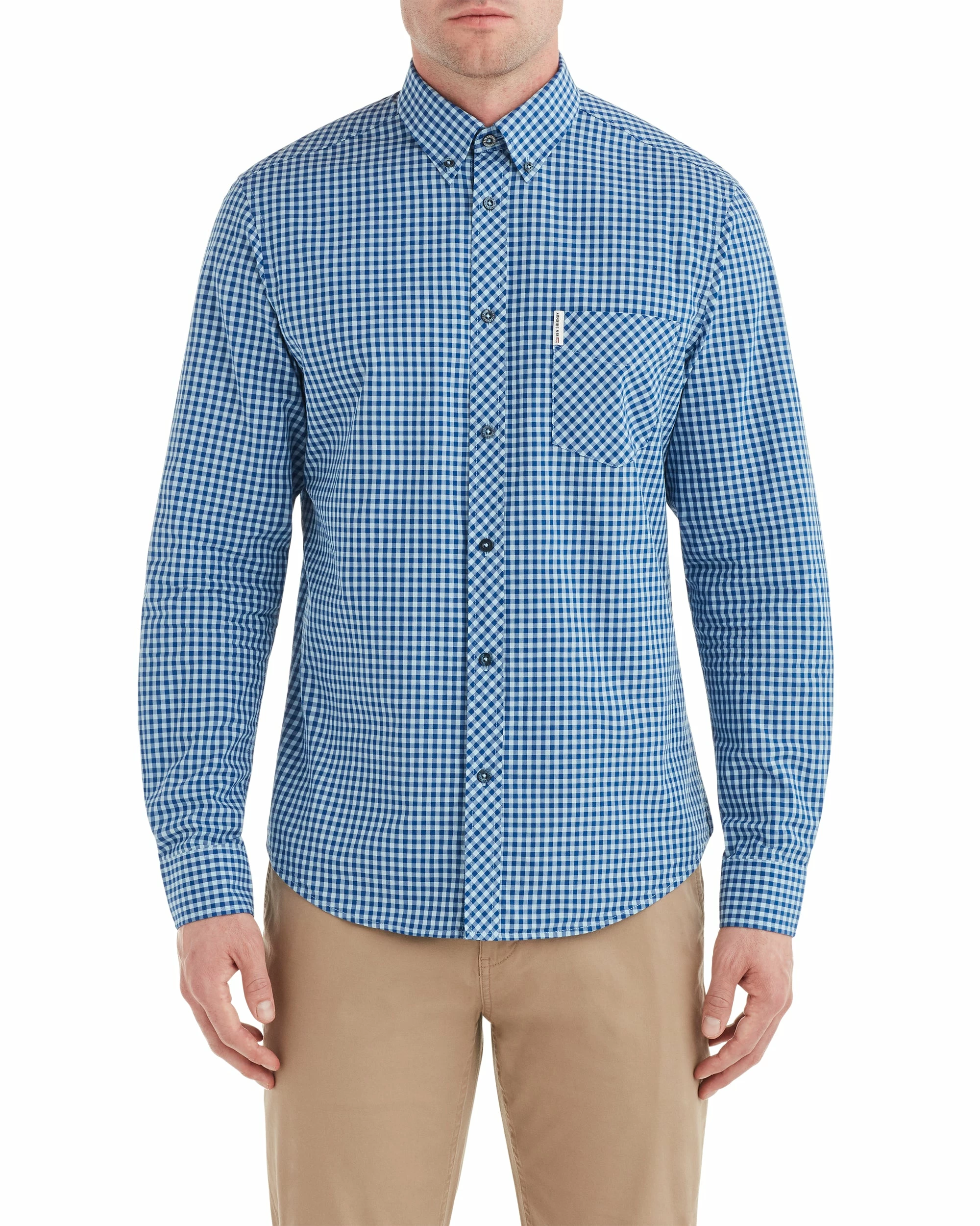 Long-Sleeve Gingham Shirt - Cobalt 1 Long-Sleeve Gingham Shirt - Cobalt