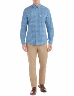 Long-Sleeve Gingham Shirt - Cobalt 5 Long-Sleeve Gingham Shirt - Cobalt -clothing Shop ma10113a 042 long sleeve core gingham shirt cobalt fullbody