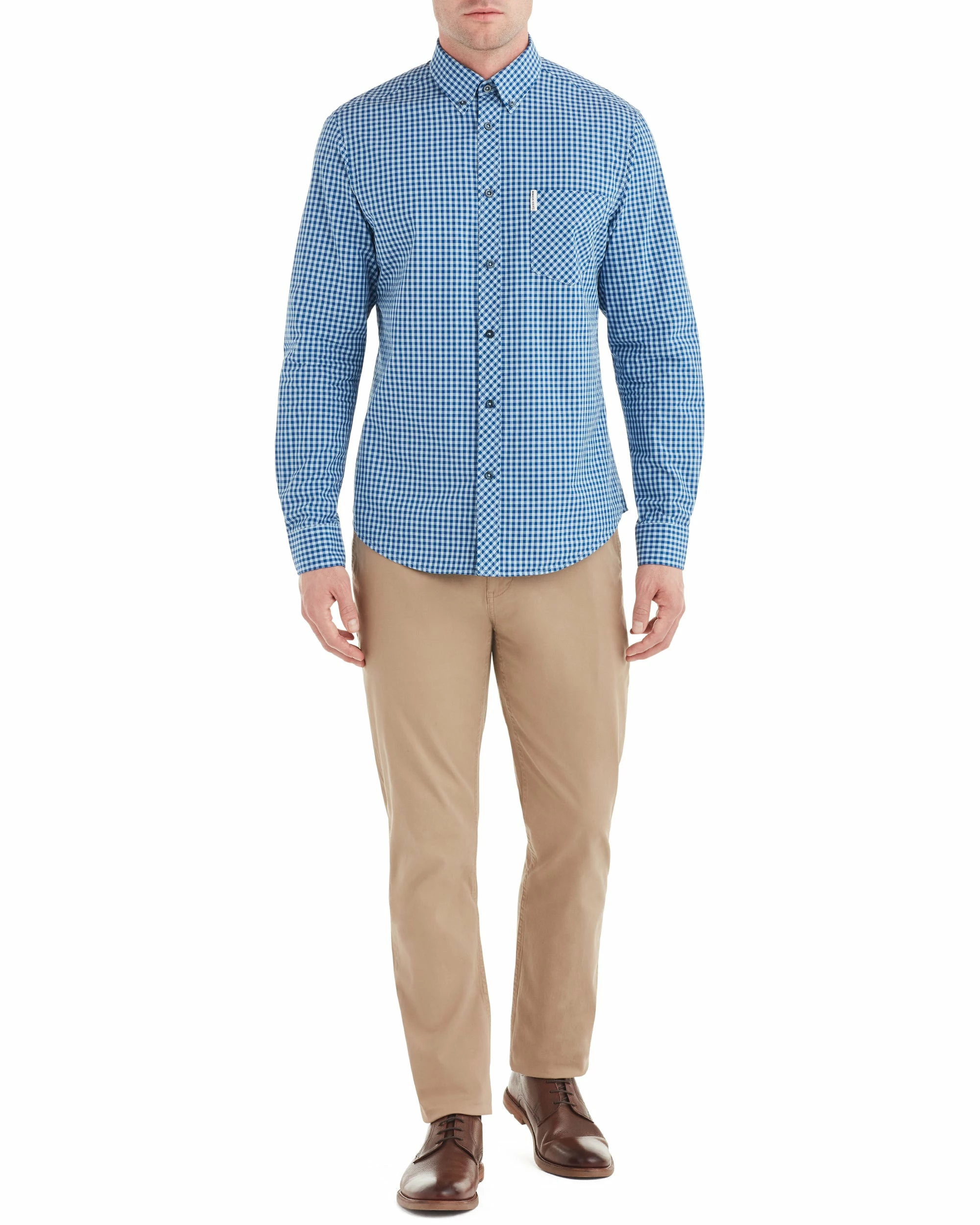 Long-Sleeve Gingham Shirt - Cobalt 3 Long-Sleeve Gingham Shirt - Cobalt - Image 3