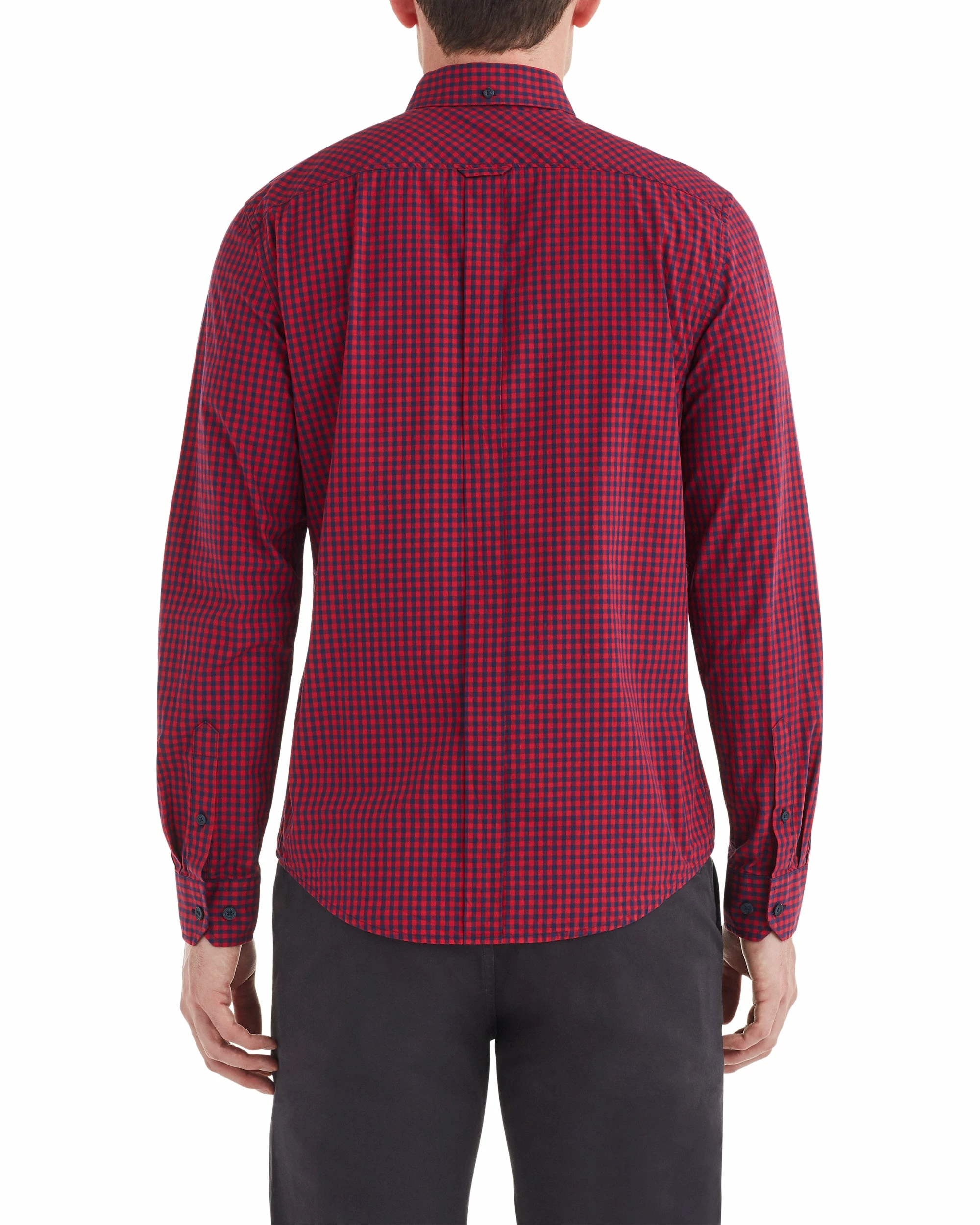 Long-Sleeve Gingham Shirt - Red 2 Long-Sleeve Gingham Shirt - Red - Image 2