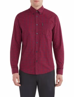 Long-Sleeve Gingham Shirt - Red
