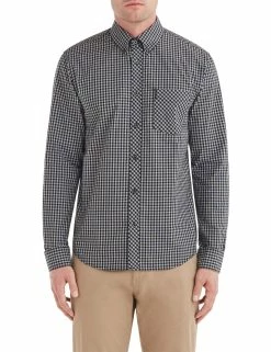 Long-Sleeve Gingham Shirt - Graphite Grey