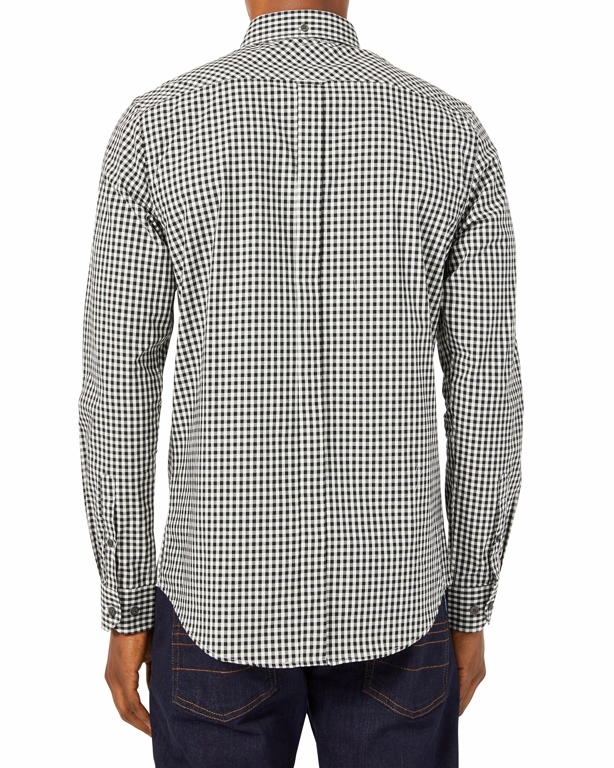 Long-Sleeve Gingham Shirt - Jet Black 2 Long-Sleeve Gingham Shirt - Jet Black - Image 2