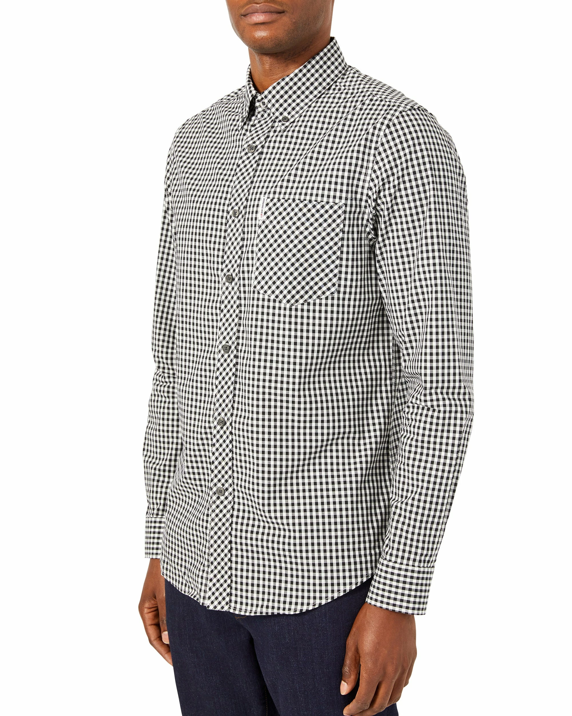 Long-Sleeve Gingham Shirt - Jet Black 1 Long-Sleeve Gingham Shirt - Jet Black