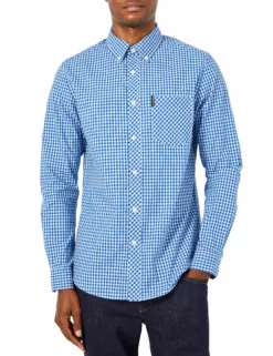 Long-Sleeve Gingham Shirt - Sky Blue