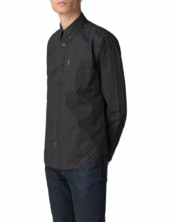 Long-Sleeve Polka Dot Print Shirt - True Black