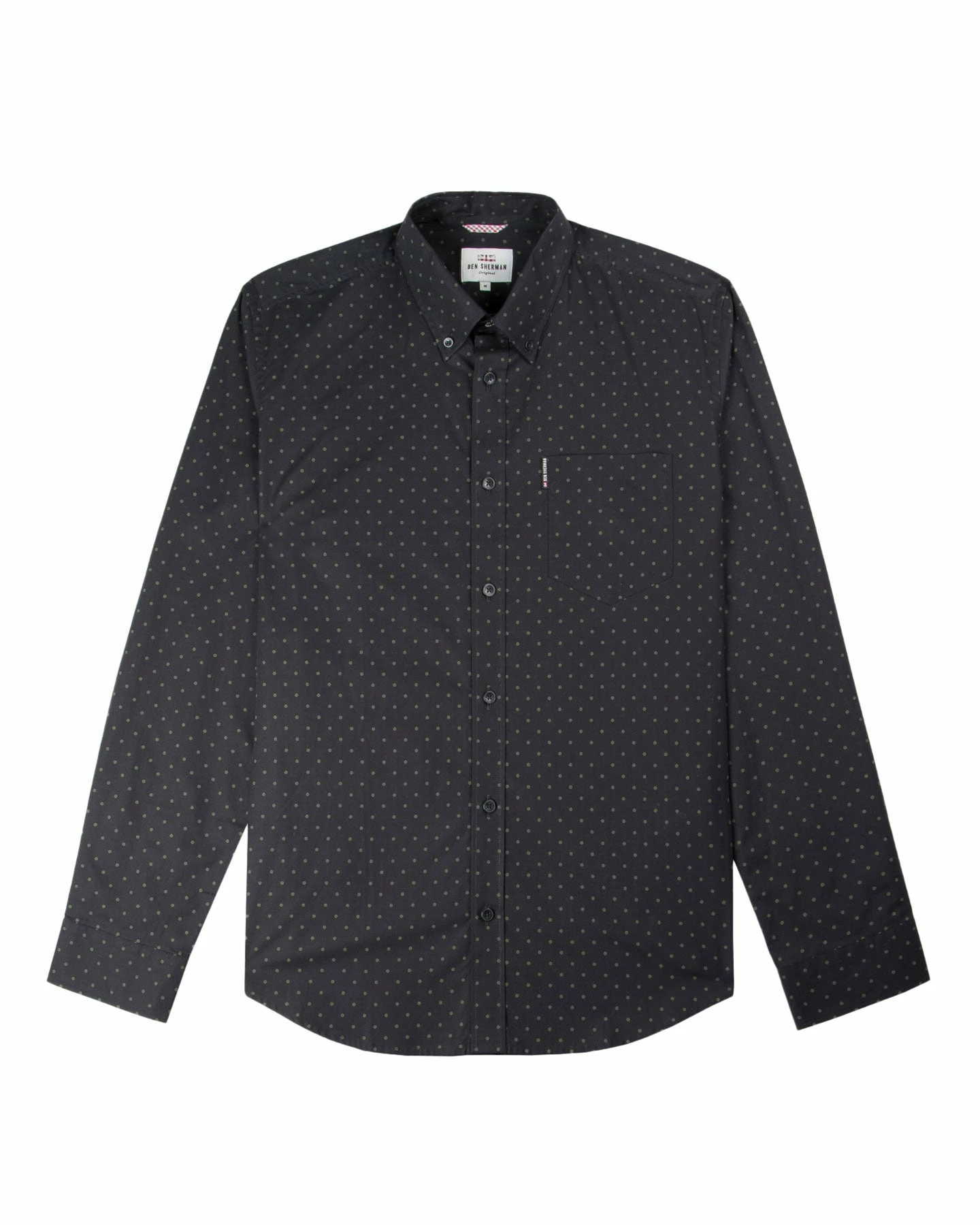 Long-Sleeve Polka Dot Print Shirt - True Black 2 Long-Sleeve Polka Dot Print Shirt - True Black - Image 2