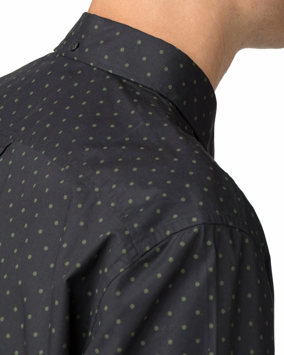 Long-Sleeve Polka Dot Print Shirt - True Black 4 Long-Sleeve Polka Dot Print Shirt - True Black - Image 4