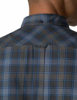 Long-Sleeve Heritage Check Shirt - Dark Green -clothing Shop ma18f50799 067.neck detail
