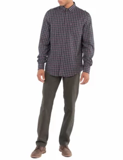 Long-Sleeve Grindle Gingham Shirt - Wine -clothing Shop ma18f50826 580.full