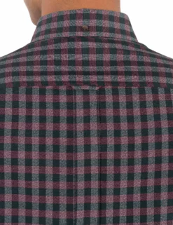 Long-Sleeve Grindle Gingham Shirt - Wine -clothing Shop ma18f50826 580.neck detail scaled
