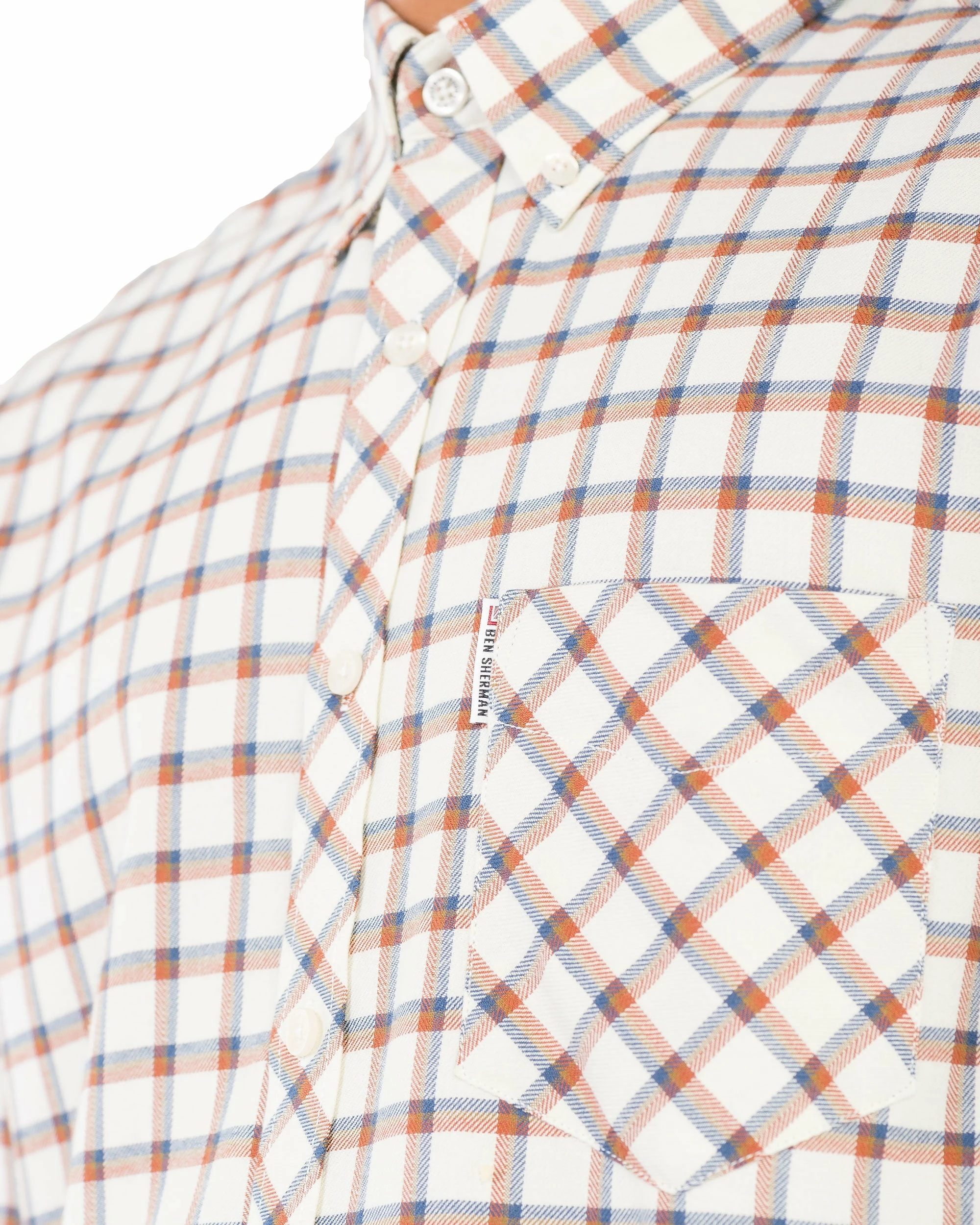 Long-Sleeve Reverse Twill Check Shirt - Beige 4 Long-Sleeve Reverse Twill Check Shirt - Beige - Image 4