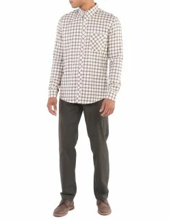 Long-Sleeve Reverse Twill Check Shirt - Beige 9 Long-Sleeve Reverse Twill Check Shirt - Beige -clothing Shop ma18f50827 300.full