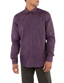 Long-Sleeve Geo Paisley Print Shirt - Wine