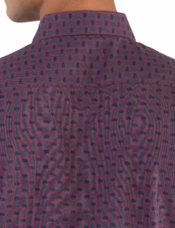 Long-Sleeve Geo Paisley Print Shirt - Wine 8 Long-Sleeve Geo Paisley Print Shirt - Wine -clothing Shop ma18f50833 580.neck detail