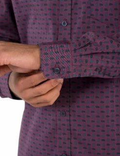 Long-Sleeve Geo Paisley Print Shirt - Wine 9 Long-Sleeve Geo Paisley Print Shirt - Wine -clothing Shop ma18f50833 580.sleeve detail