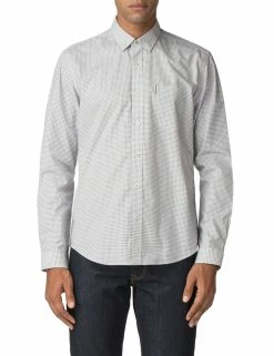 Long-Sleeve Retro Geo Print Shirt - Off White