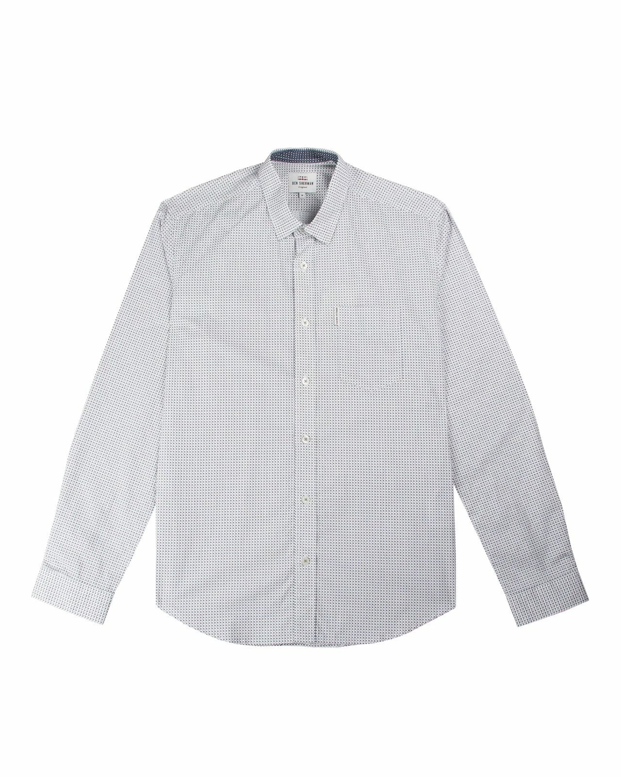 Long-Sleeve Retro Geo Print Shirt - Off White 2 Long-Sleeve Retro Geo Print Shirt - Off White - Image 2