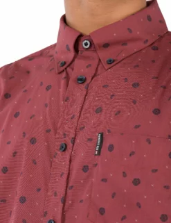 Long-Sleeve Scatter Rose Print Shirt - Burnt Orange 9 Long-Sleeve Scatter Rose Print Shirt - Burnt Orange -clothing Shop ma18f51652 481.collar detail