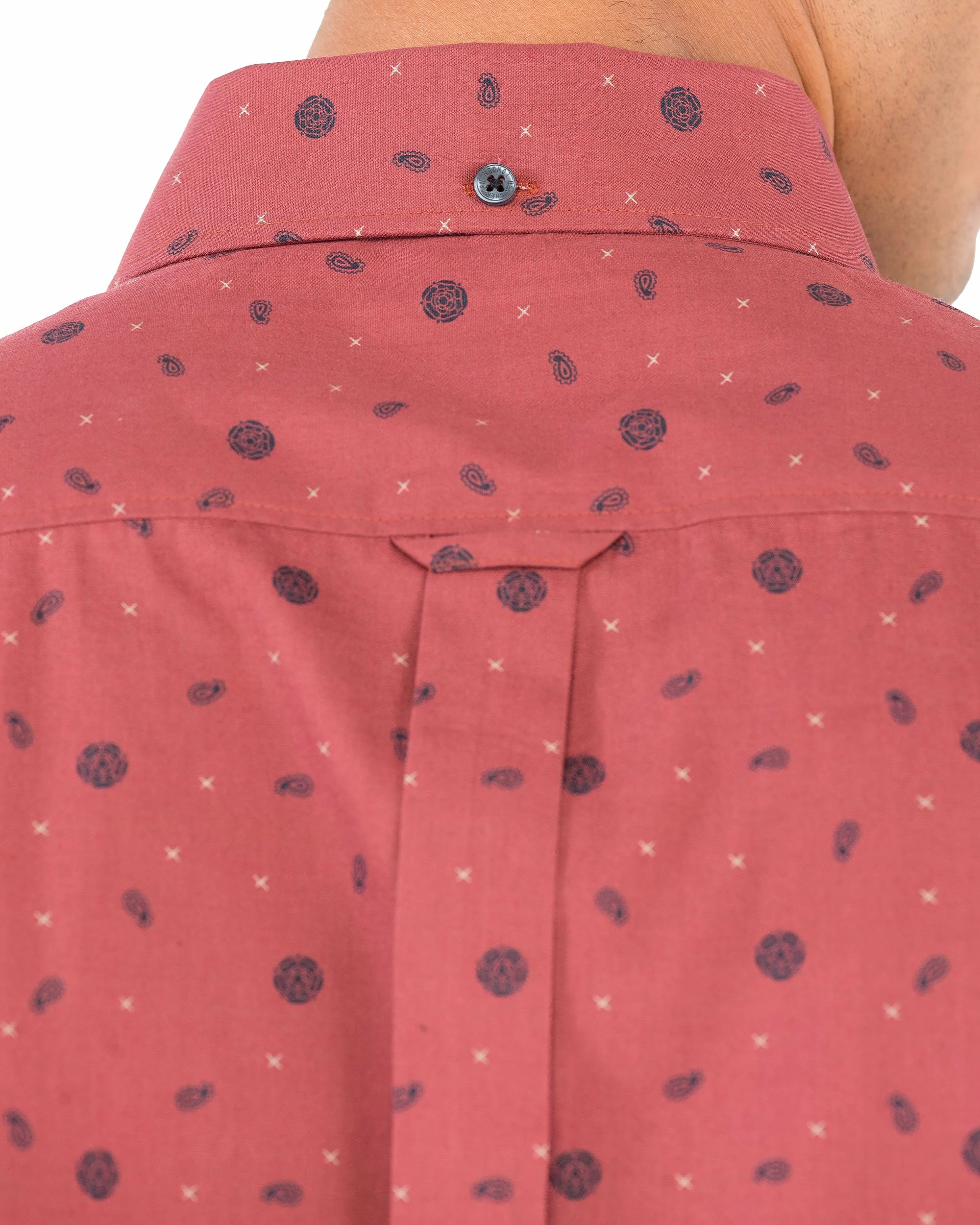 Long-Sleeve Scatter Rose Print Shirt - Burnt Orange 3 Long-Sleeve Scatter Rose Print Shirt - Burnt Orange - Image 3