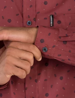 Long-Sleeve Scatter Rose Print Shirt - Burnt Orange 8 Long-Sleeve Scatter Rose Print Shirt - Burnt Orange -clothing Shop ma18f51652 481.sleeve detail