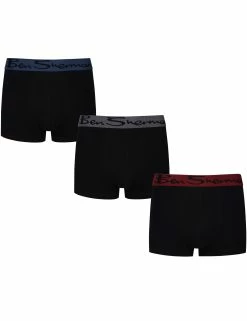 Cale Men's 3-Pack Fitted No-Fly Boxer-Briefs - Black With Red, Blue, Grey