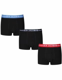 Brant Men's 3-Pack Fitted No-Fly Boxer-Briefs - Black With Red, Black And Delft