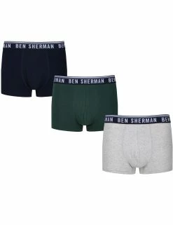 Cullen Men's 3-Pack Fitted No-Fly Boxer-Briefs - Navy/Grey Marl/Green