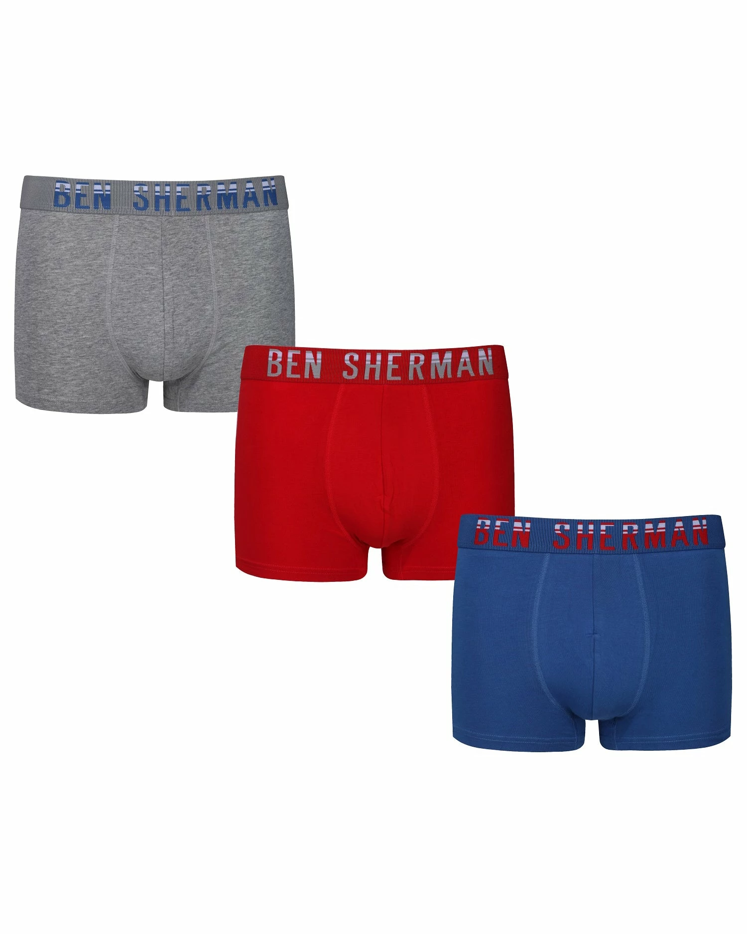 Buck Men's 3-Pack Fitted No-Fly Boxer-Briefs - Red/Blue/Grey Marl 1 Buck Men's 3-Pack Fitted No-Fly Boxer-Briefs - Red/Blue/Grey Marl