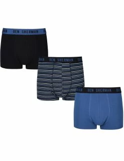 Chester Men's 3-Pack Fitted No-Fly Boxer-Briefs - Black/Blue Black Stripe/Delft
