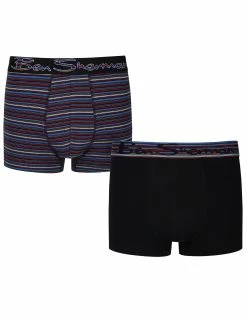 Gib Men's 2-Pack Fitted No-Fly Boxer-Briefs - Black/Multi Stripe