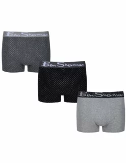 Giles Men's 3-Pack Fitted No-Fly Boxer-Briefs - Charcoal Grey Marl/Grey Marl/Black Spot