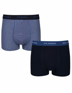 Laz Men's 2-Pack Fitted No-Fly Boxer-Briefs - Skyway Print/Navy