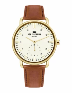 Men's Brighton City Watch - Brown/White/Gold
