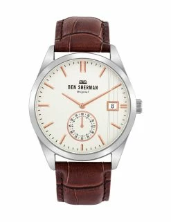 Men's Spitalfields Heritage Watch - Brown/Off-White/Silver
